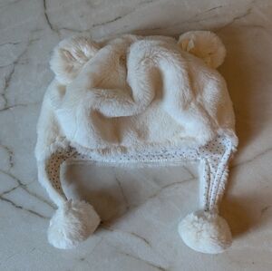 Mayoral | Faux Fur Pompom String Hat